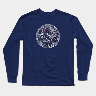 Starry night with a tree and snow Long Sleeve T-Shirt